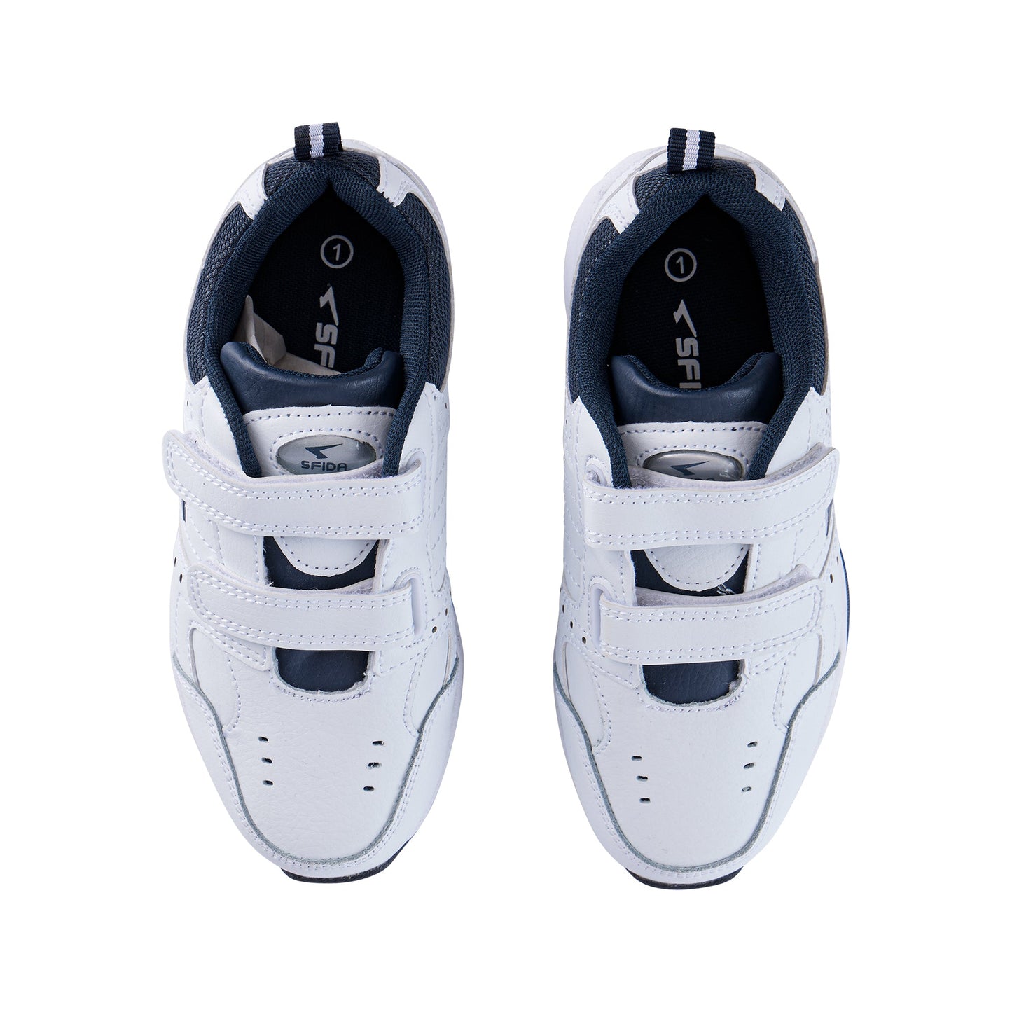 Defy Senior Leather V Strap Cross Trainer - White Navy-3