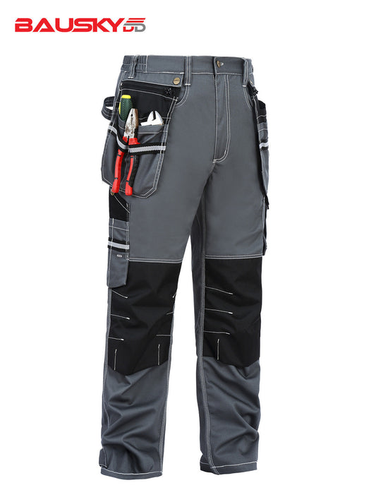 100% Cotton Cargo Pants with Detachable and Movable Hanging Pockets, Knee Pad Installable, Durable for Outdoor Working [B111]-0