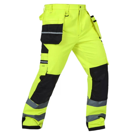 Class 3 High Visibility Cargo Pants, with Multi-Detachable Pockets, Knee Pads Installable,Polyester Cotton for Outdoor Workers [B221]-1