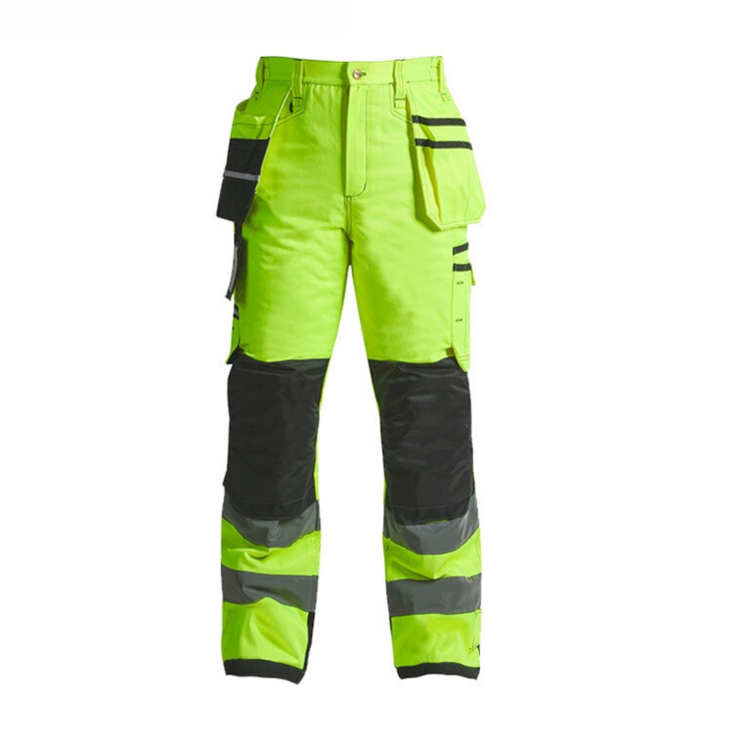 Class 3 High Visibility Fluorescent Yellow Work Pants, Winter-Insulated, Reflective Strips, Durable Cotton Blend for Outdoor Workers - B244-2