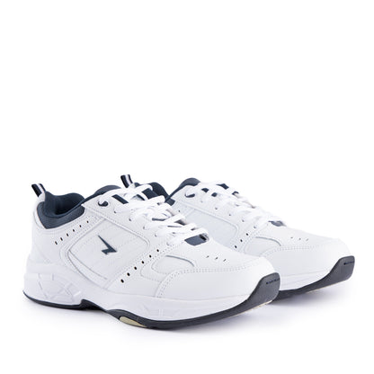 Defy Senior Leather Lace Up Cross Trainer - White Navy-1