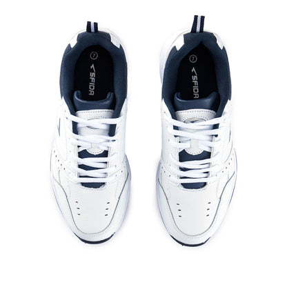 Defy Senior Leather Lace Up Cross Trainer - White Navy-4