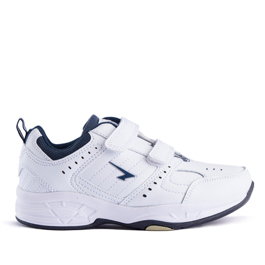 Defy Senior Leather V Strap Cross Trainer  - White Navy-0