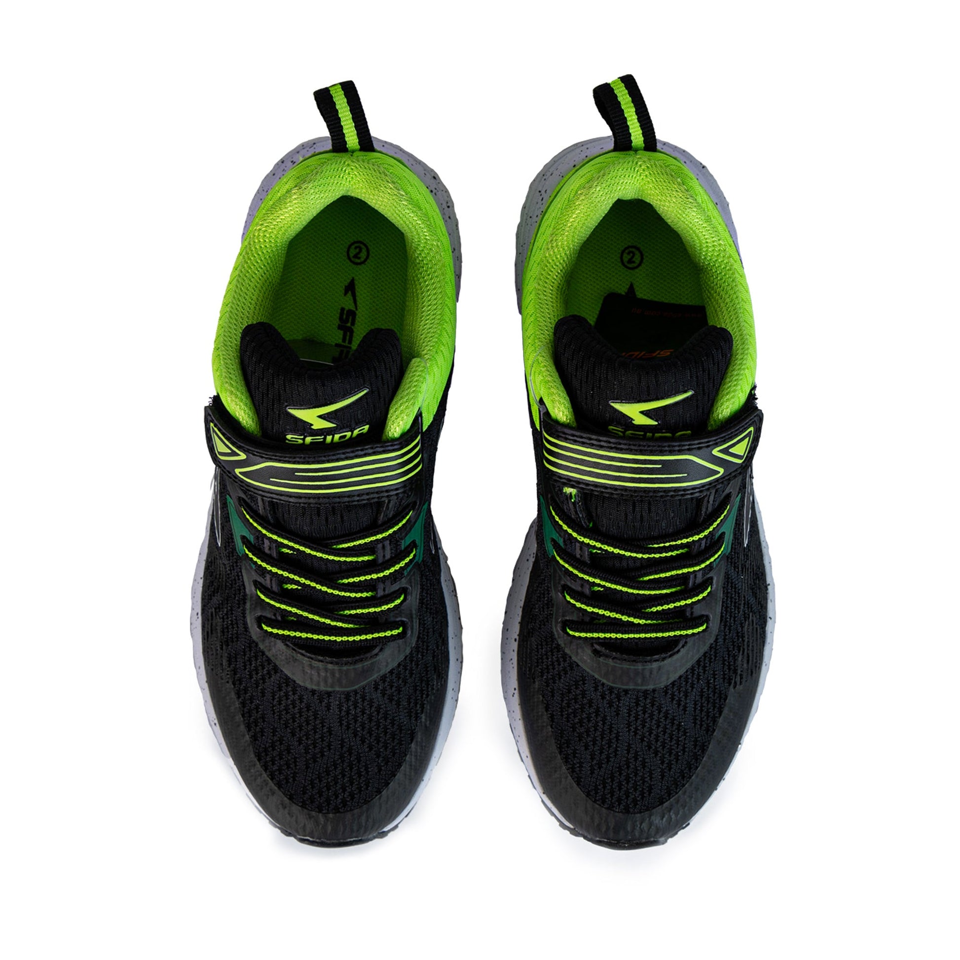Prota Boys V Strap Runner - Black/Lime-4