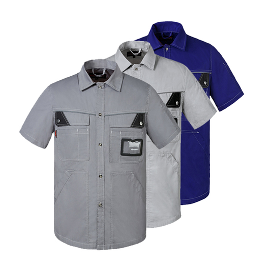 Short-Sleeve Summer Work Shirt – Lightweight Cotton Blend with Reflective Trim [B230]