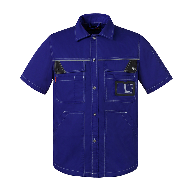 Short-Sleeve Summer Work Shirt – Lightweight Cotton Blend with Reflective Trim [B230]