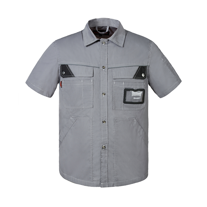 Short-Sleeve Summer Work Shirt – Lightweight Cotton Blend with Reflective Trim [B230]