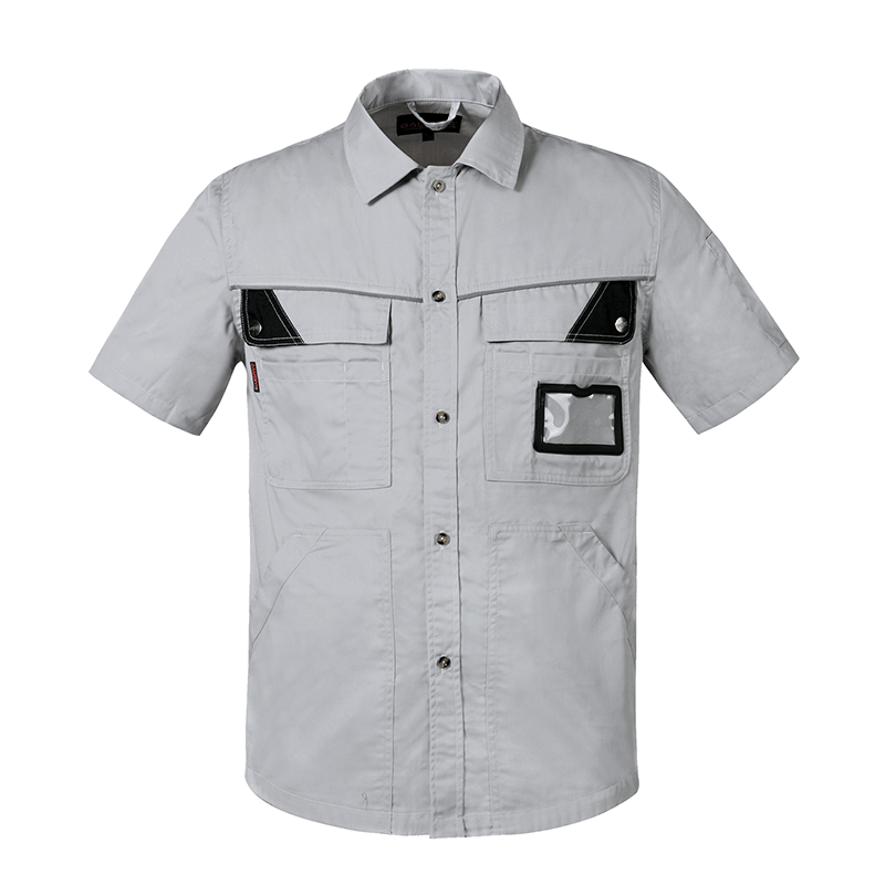 Short-Sleeve Summer Work Shirt – Lightweight Cotton Blend with Reflective Trim [B230]