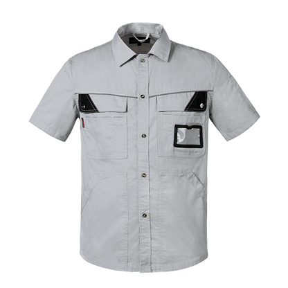 Short-Sleeve Summer Work Shirt – Lightweight Cotton Blend with Reflective Trim [B230]