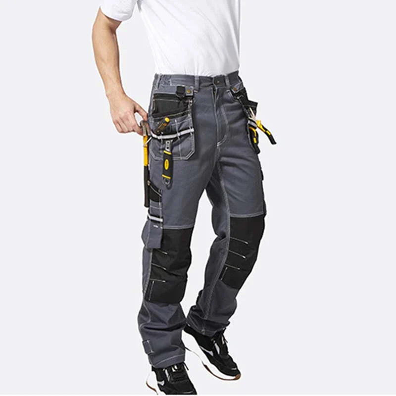 100% Cotton Cargo Pants with Detachable and Movable Hanging Pockets, Knee Pad Installable, Durable for Outdoor Working [B111]-1