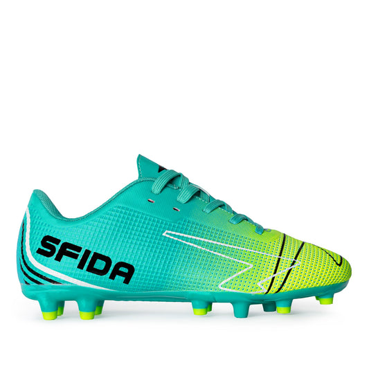 Conquer Kid's Football Boots - Aqua/Lime