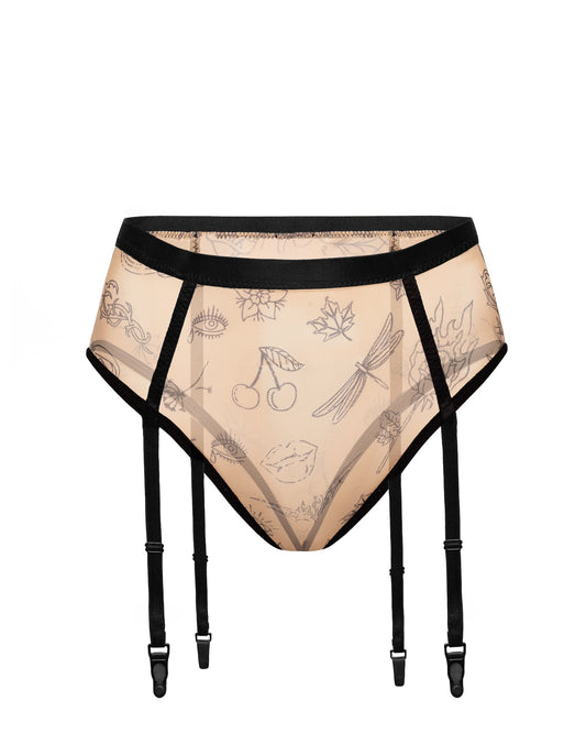 High Waisted Garter Thong, Citala