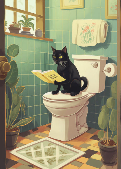 Wall art Toilet Cat